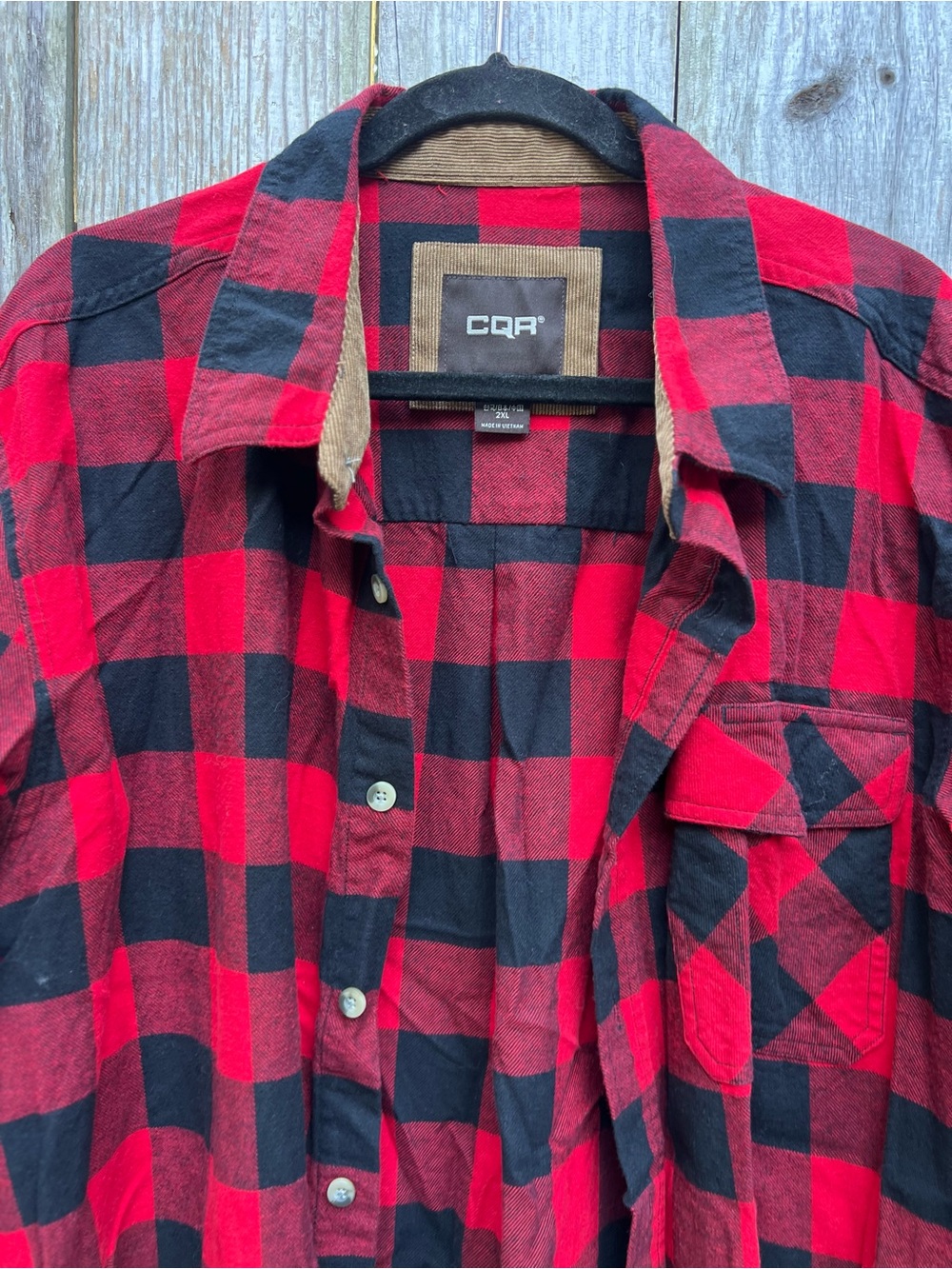 CQR Red Black Buffalo Check Flannel Long Sleeve Mens 2XL - Picture 3 of 10